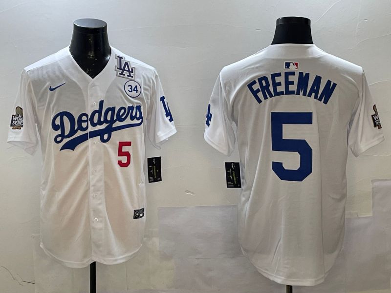 Men Los Angeles Dodgers #5 Freeman White Fashion 2025 Nike MLB Jersey style 2